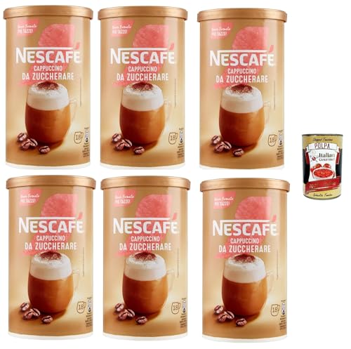 Nescafé cappuccino solubile da zuccherare barattolo, Cappuccino löslich zu süßen, 6x 225g + Italian Gourmet polpa 400g von Italian Gourmet E.R.