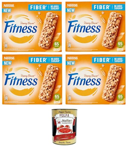 Nestle Fitness Müsliriegel mit Honiggeschmack, Vollkorn, Hafer, Quinoa und weißer Schokolade mit Honiggeschmack, 4x 80 g+ Italian Gourmet Polpa di Pomodoro 400g von Italian Gourmet E.R.