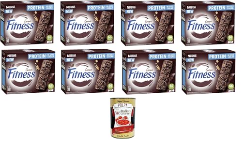 Nestle Fitness Protein Cocoa Kakao-Müsliriegel mit Vollkorn, Hafer und Quinoa ohne Zuckerzusatz, 8 x 80 g+ Italian Gourmet Polpa di Pomodoro 400g von Italian Gourmet E.R.