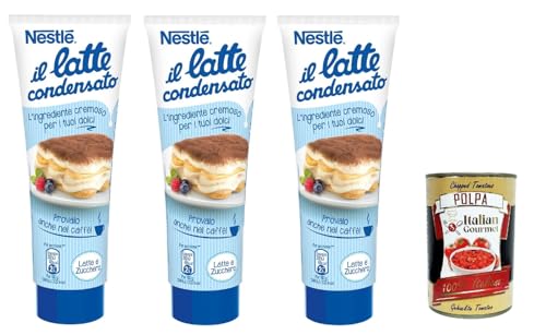 Nestlé il latte condensato Kondensmilch cremige Zutat für Desserts gesüßte konzentrierte Vollmilch, gluten free 3x 170g + Italian Gourmet polpa 400g von Italian Gourmet E.R.