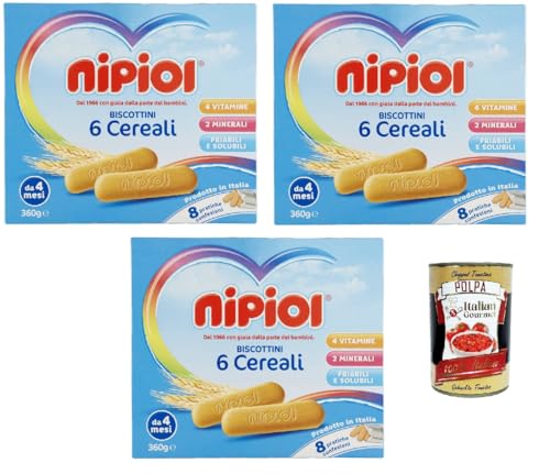 Nipiol Biscottini 6 Cereali, 3x 360 g + Italian Gourmet polpa 400g von Italian Gourmet E.R.