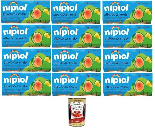 Nipiol Omogeneizzato di Frutta Albicocca e Mela Fruchtpüree, Aprikose und Apfel 12x160gr (2x80gr) + Italian Gourmet polpa 400g von Italian Gourmet E.R.