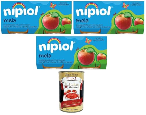 Nipiol Omogeneizzato di Frutta Apfelfruchtpüree 3x160gr (2x80gr) + Italian Gourmet polpa 400g von Italian Gourmet E.R.