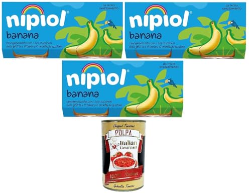 Nipiol Omogeneizzato di Frutta Banana Fruchtpüree, Bananenfruchtpüree 3x160gr (2x80gr) + Italian Gourmet polpa 400g von Italian Gourmet E.R.