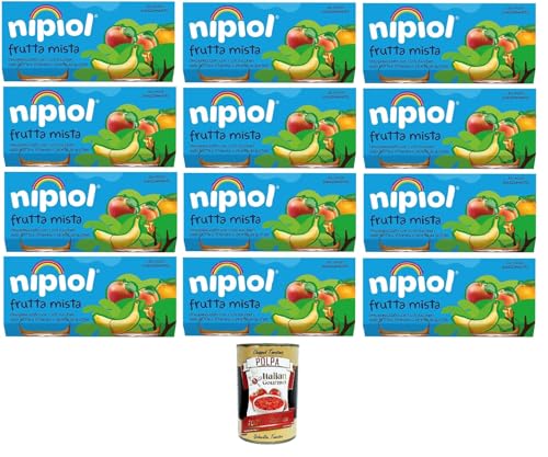 Nipiol Omogeneizzato di Frutta Mista Fruchtpüree, Gemischtes Fruchtpüree 12x160gr (2x80gr) + Italian Gourmet polpa 400g von Italian Gourmet E.R.