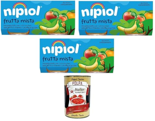 Nipiol Omogeneizzato di Frutta Mista Fruchtpüree, Gemischtes Fruchtpüree 3x160gr (2x80gr) + Italian Gourmet polpa 400g von Italian Gourmet E.R.