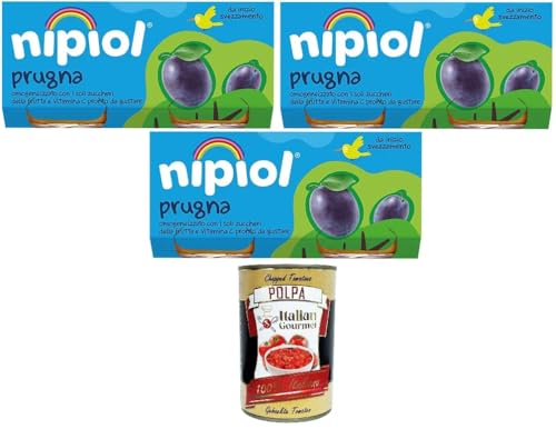 Nipiol Omogeneizzato di Frutta Prugna Pflaumenfruchtpüree 3x160gr (2x80gr)+Italian Gourmet polpa 400g von Italian Gourmet E.R.