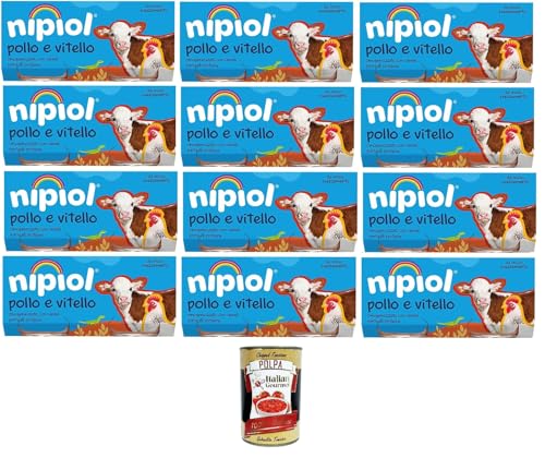 Nipiol omogeneizzato Pollo e Vitello homogenisiertes Huhn und Kalbfleisch 12x160gr (2x80gr)+ Italian Gourmet polpa 400g von Italian Gourmet E.R.