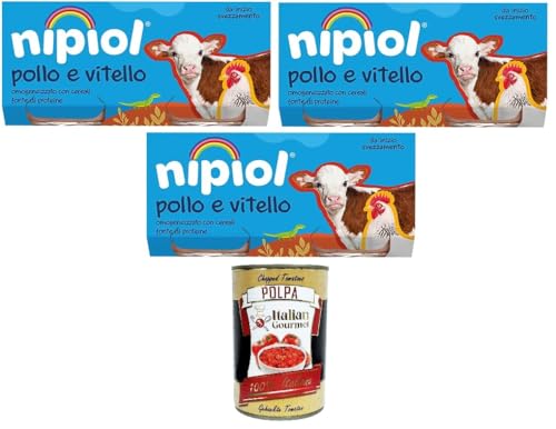 Nipiol omogeneizzato Pollo e Vitello homogenisiertes Huhn und Kalbfleisch 3x160gr (2x80gr)+ Italian Gourmet polpa 400g von Italian Gourmet E.R.