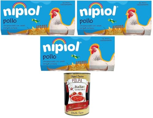 Nipiol omogeneizzato Pollo homogenisiertes Huhn 3x160gr (2x80gr) + Italian Gourmet polpa 400g von Italian Gourmet E.R.