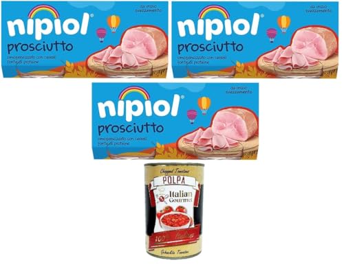 Nipiol omogeneizzato Prosciutto Cotto homogenisierter Kochschinken 3x160gr (2x80gr)+ Italian Gourmet polpa 400g von Italian Gourmet E.R.