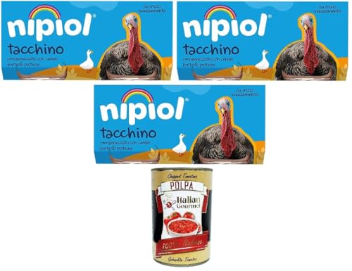 Nipiol omogeneizzato Tacchino homogenisierter Truthahn 3x160gr (2x80gr)+ Italian Gourmet polpa 400g von Italian Gourmet E.R.