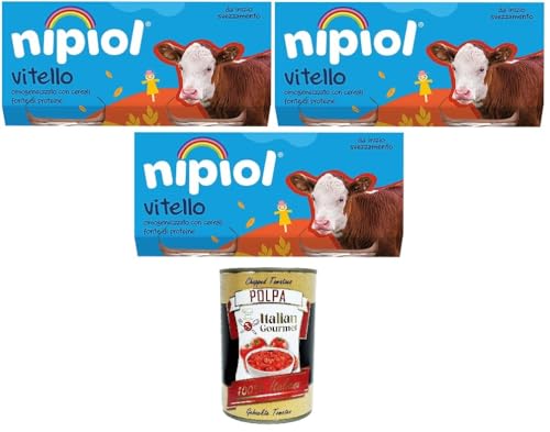 Nipiol omogeneizzato Vitello homogenisiertes Kalbfleisch 3x160gr (2x80gr)+ Italian Gourmet polpa 400g von Italian Gourmet E.R.