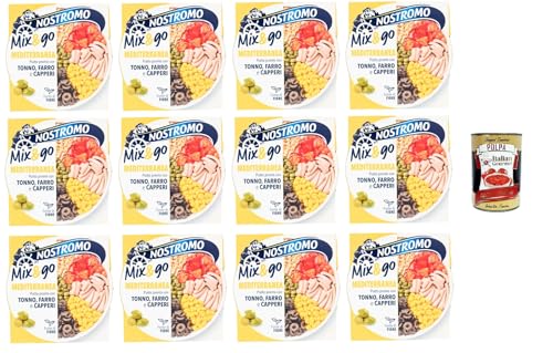 Nostromo Mix & Go Mediterranea Fertiggericht mit Thunfisch, Dinkel und Kapern 12x190gr + Italian Gourmet Polpa 400g von Italian Gourmet E.R.