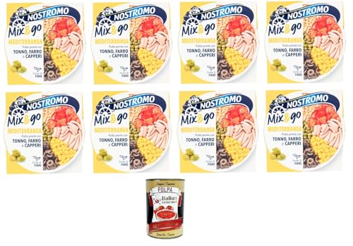 Nostromo Mix & Go Mediterranea Fertiggericht mit Thunfisch, Dinkel und Kapern 8x190gr + Italian Gourmet Polpa 400g von Italian Gourmet E.R.