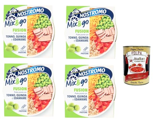 Nostromo- Mix & go Fusion Fertiggericht mit Thunfisch, Quinoa und Edamame 4x 190gr + Italian Gourmet Polpa 400g von Italian Gourmet E.R.