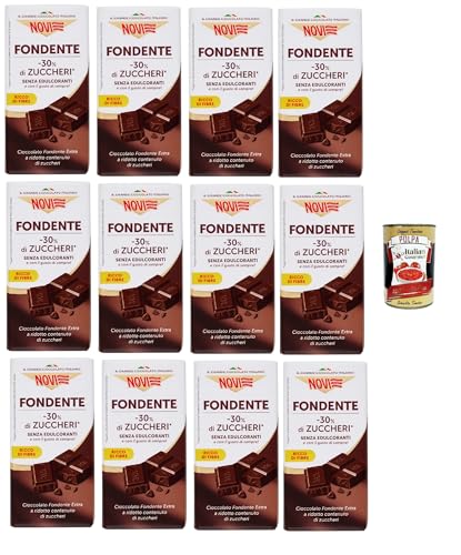 Novi Fondente -30% di Zuccheri, dunkle Schokolade riegel mit -30% des Zuckers, chocolate bar 12x 100g + Italian Gourmet polpa 400g von Italian Gourmet E.R.