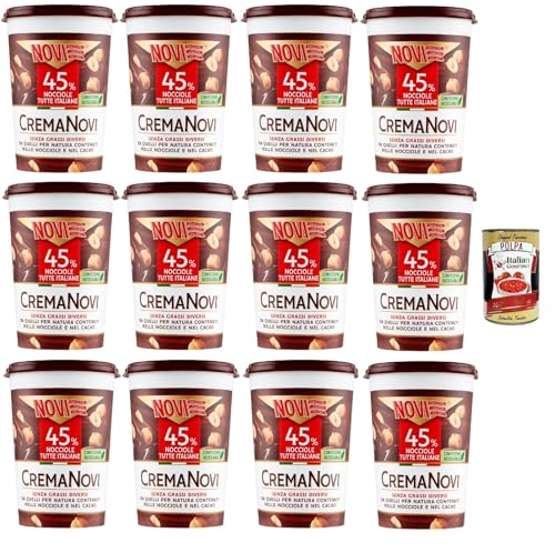 Novi Haselnusscreme 45% der ausgewählten italienischen Haselnüsse schokolade 12x 350g Brotaufstrich Aufstrich + Italian Gourmet polpa 400g von Italian Gourmet E.R.