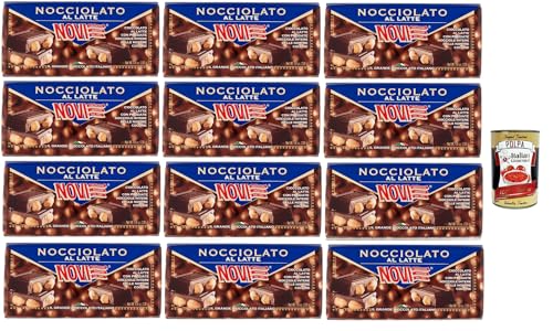 Novi Nocciolato al Latte, Milch Schokolade riegel mit ganzen Haselnüssen, milk chocolate bar with whole hazelnuts 12x 130g + Italian Gourmet polpa 400g von Italian Gourmet E.R.