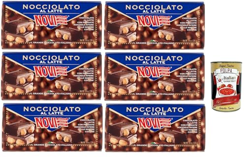 Novi Nocciolato al Latte, Milch Schokolade riegel mit ganzen Haselnüssen, milk chocolate bar with whole hazelnuts 6x 130g + Italian Gourmet polpa 400g von Italian Gourmet E.R.