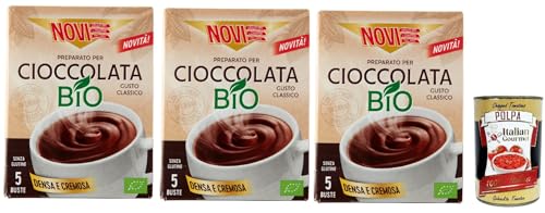 Novi Preparato per Cioccolata Gusto Classico, Pulver Zubereitung für Heiße Schokolade Hot Chocolate 3x 125 g + Italian Gourmet polpa 400g von Italian Gourmet E.R.