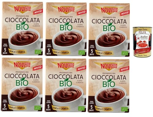 Novi Preparato per Cioccolata Gusto Classico, Pulver Zubereitung für Heiße Schokolade Hot Chocolate 6x 125 g + Italian Gourmet polpa 400g von Italian Gourmet E.R.