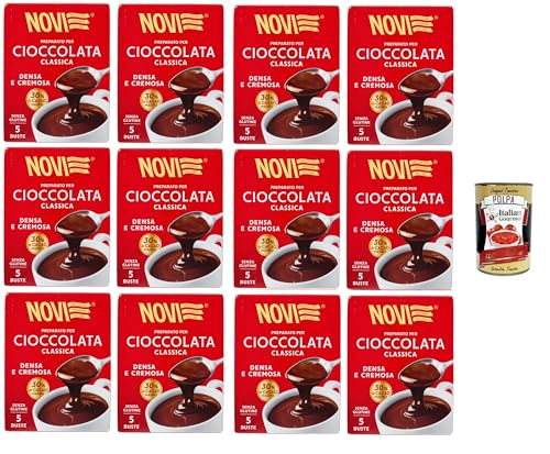 Novi Preparato per cioccolata classica Densa e Cremosa Zubereitung für klassische Schokolade, dichter und cremiger, 30 % fettarmer, glutenfreier Kakao 12x125gr+ Italian Gourmet polpa 400g von Italian Gourmet E.R.