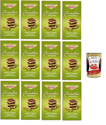 Novi Tavoletta Di Cioccolato Cuadro Pistacchio, Cuadro Pistazien-Schokoriegel, 12x 110g + Italian Gourmet polpa 400g von Italian Gourmet E.R.