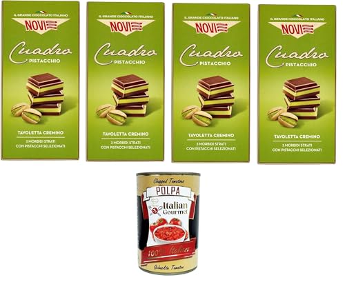 Novi Tavoletta Di Cioccolato Cuadro Pistacchio, Cuadro Pistazien-Schokoriegel, 4x 110g + Italian Gourmet polpa 400g von Italian Gourmet E.R.