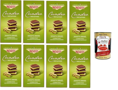 Novi Tavoletta Di Cioccolato Cuadro Pistacchio, Cuadro Pistazien-Schokoriegel, 8x 110g + Italian Gourmet polpa 400g von Italian Gourmet E.R.