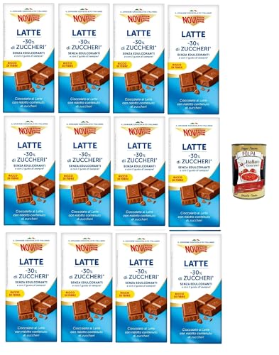 Novi Tavoletta di cioccolato al Latte con -30% di zuccheri, Milchschokoladen -Riegel mit -30% Zucker, chocolate bar 12x 100g + Italian Gourmet polpa 400g von Italian Gourmet E.R.