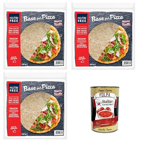 Nutri Free Base per Pizza Glutenfreier Pizzaboden 3x 200gr + Italian Gourmet polpa 400g von Italian Gourmet E.R.