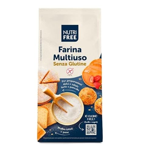 Nutri Free Farina Multiuso Mehrzweckmehl Mehl Laktose- und Milcheiweißfrei Glutenfrei 1Kg-Packung ideal für süß und herzhaft von Italian Gourmet E.R.