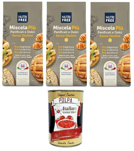 NutriFree Miscela Più Mischung aus glutenfreiem Brot und Desserts 3x 1kg + Italian Gourmet polpa 400g von Italian Gourmet E.R.