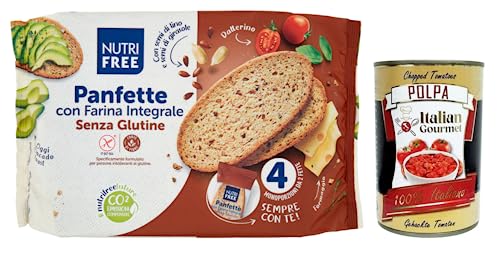 Nutrifree Panfette con Farina Integrale,Glutenfreies Brot mit Vollkorn-Buchweizenmehl,Packung mit 340g + Italian Gourmet Polpa di Pomodoro 400g Dose von Italian Gourmet E.R.