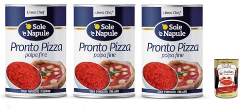 O' Sole e Napule Polpa pronto pizza O' Sole e Napule Polpa Fertigpizza 3x 4050 gr+ Italian Gourmet polpa 400g von Italian Gourmet E.R.