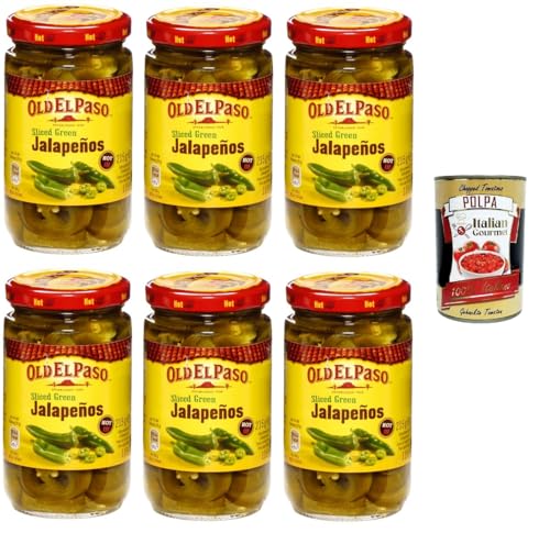 Old El Paso Grüne Jalapenos in Scheiben Scharf 6x 215 g+ Italian Gourmet polpa 400g von Italian Gourmet E.R.