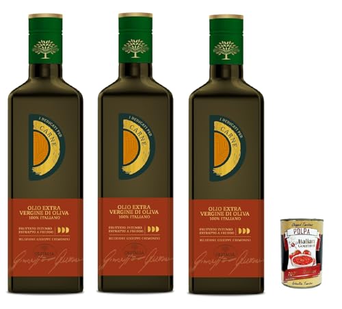 Olitalia, Olio Extravergine di Oliva, I Dedicati Carne, Natives Olivenöl extra für Fleischgerichte, 3x 500ml + Italian Gourmet polpa 400g von Italian Gourmet E.R.