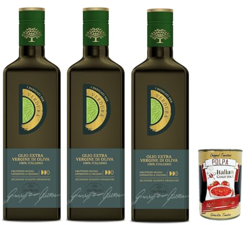 Olitalia, Olio Extravergine di Oliva, I Dedicati Verdure, Natives Olivenöl extra für Gemüse, 3x 500ml + Italian Gourmet polpa 400g von Italian Gourmet E.R.