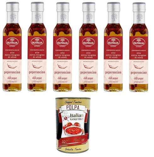 Olitalia Olio extra vergine di oliva al Peperoncino Extra natives Olivenöl mit Chilipfeffer 6x250 ml + Italian Gourmet polpa 400g von Italian Gourmet E.R.