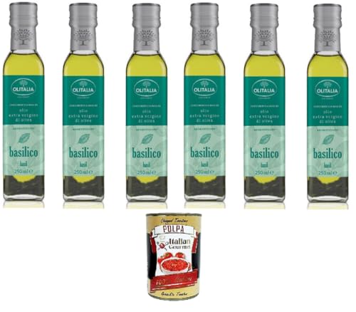 Olitalia Olivenöl mit Basilikum extra vergine 6x250 ml+ Italian Gourmet polpa 400g von Italian Gourmet E.R.