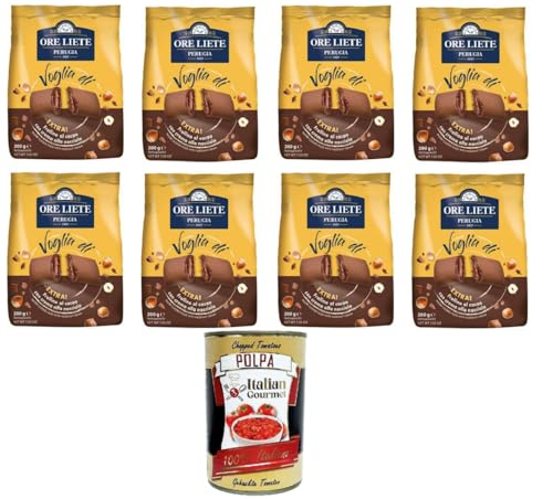 Ore Liete Perugia 1907 Voglia di Extra Frollino al cacao ripieno di crema a Nocciola Kakaokeks gefüllt mit Haselnusscreme 8x 200gr + Italian Gourmet polpa 400g von Italian Gourmet E.R.