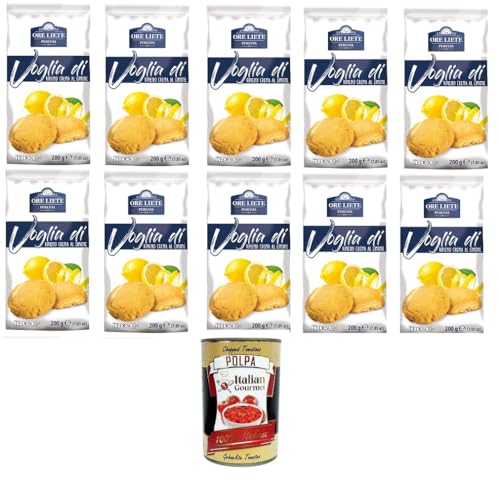 Ore Liete Perugia- Voglia Di Biscotti di frolla ripieni di Crema Limone Lust auf Mürbeteigkekse gefüllt mit Zitronencreme 10x200gr+ Italian Gourmet polpa 400g von Italian Gourmet E.R.