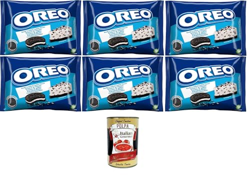 Oreo-Krümel, zerbröckelte Oreo-Originalkekse ohne Sahne, perfekte Zutat für Ihre Rezepte, 6x400 g + Italian Gourmet polpa 400g von Italian Gourmet E.R.