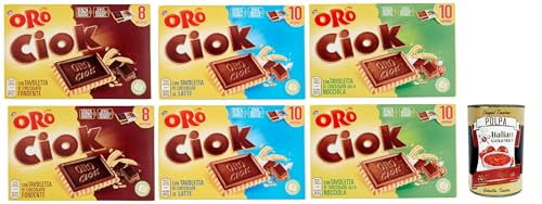 Oro Ciok Biscotto Testpaket, Latte, fondente, nocciola Kekse Mit Schokoladentafel, einfacher und köstlicher Snack, natürliche Faserquelle, 6x 200 g + Italian Gourmet polpa 400g von Italian Gourmet E.R.