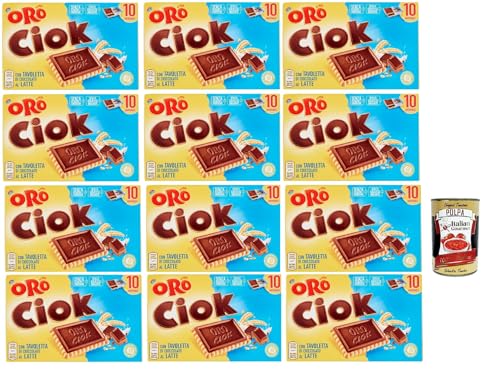 Oro Ciok Biscotto al latte, Keks mit Milchschokoladentafel, einfacher und köstlicher Snack, natürliche Faserquelle, 12x 200 g + Italian Gourmet polpa 400g von Italian Gourmet E.R.