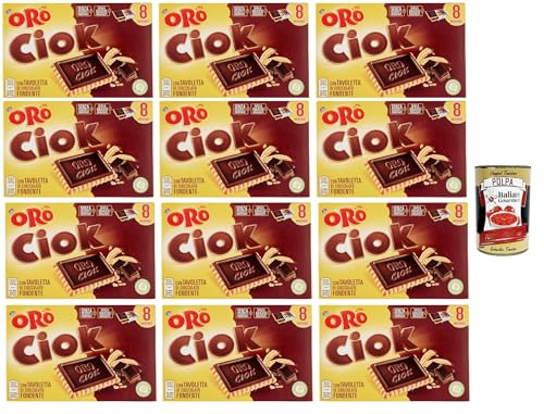 Oro Ciok Biscotto fondente, Kekse Mit dunkler Schokoladentafel, einfacher und köstlicher Snack, natürliche Faserquelle, 12x 200 g + Italian Gourmet polpa 400g von Italian Gourmet E.R.