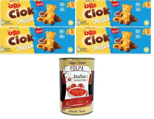 Oro Ciok Orso Ciok Weicher Snack mit Schokoladencremefüllung 4x150gr + Italian Gourmet polpa 400g von Italian Gourmet E.R.