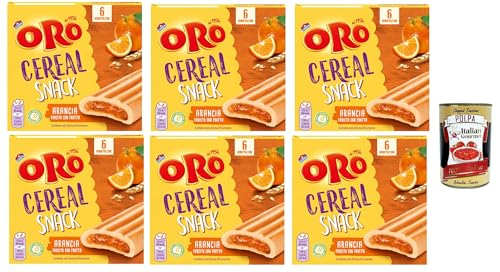 Oro Saiwa, Cereal Snack Arancia, Weiche Müsli -Kekse mit Orangenfüllung, Faserquelle und Magnesium, 6x 162G + Italian Gourmet polpa 400g von Italian Gourmet E.R.