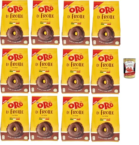 Oro Saiwa, Le Frolle Cacao, Italienische Mürbeteigkekse mit Kakao, biscuits 100 % Italienischer Weizen, 12x 300g + Italian Gourmet polpa 400g von Italian Gourmet E.R.